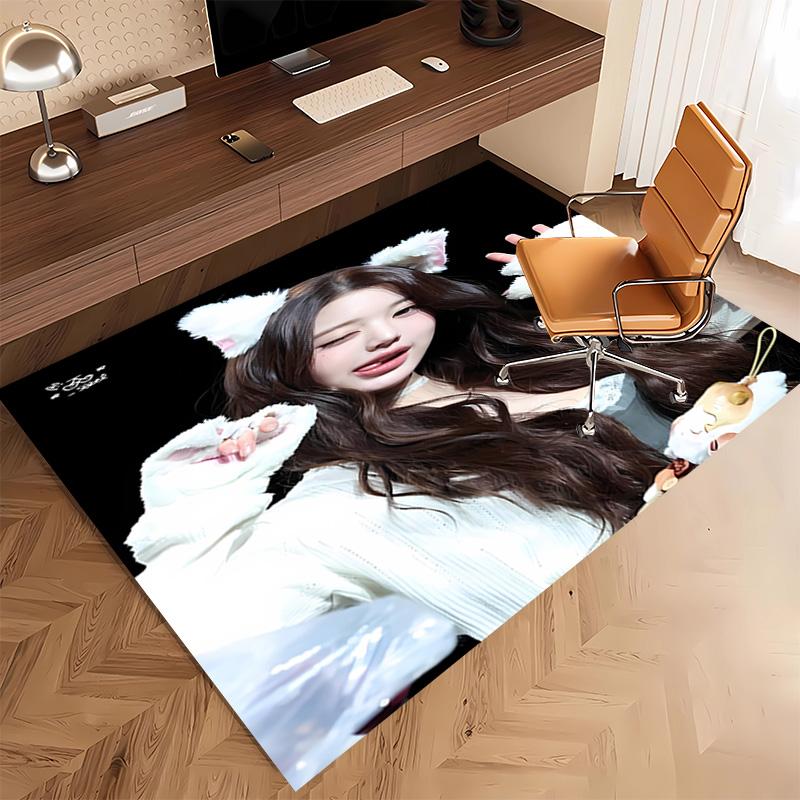 1pc Wonyoung Print Area Rug - Soft, Washable Non-Slip Indoor Mat, Living Room, Home Office Decorative Rug,Office Decorative