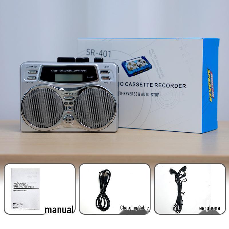 Портативный кассетный плеер Walkman со встроенным динамиком и многодиапазонным радио для прослушивания и воспроизведения на английском языке. Идеально подходит для студентов.