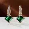 Woman Fashion Gold Color Princess Jewelry Princess Cut Green Stone Ear Studs Earrings Drop Dangle Earrings Jewelry