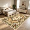European Luxury Yellow Bedroom Bedside Mat Decoration Parlor Washable Non-slip Floral Large Rug Short Velvet Dining Room Carpet
