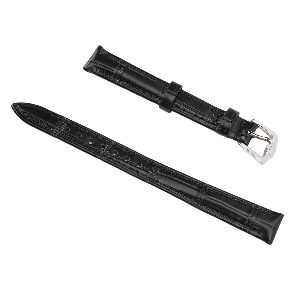 Кожаный ремешок для часов, водонепроницаемый, с тиснением под крокодила, черного цвета, кожаный браслет для замены часов 12x10