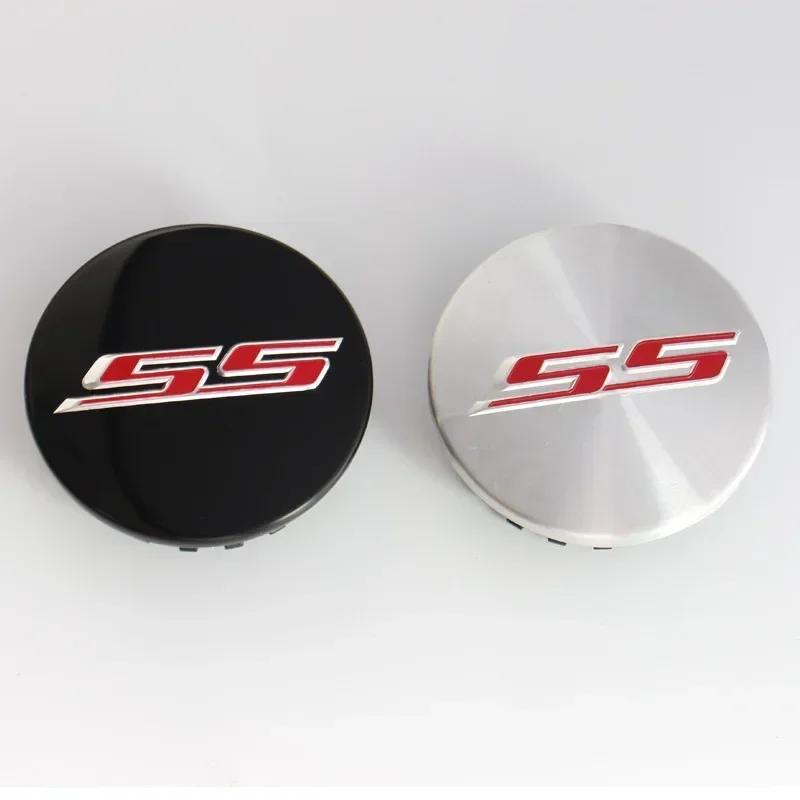 AJR3 4pcs x 68mm Car Logo Wheel Center Hub Caps Rim Cover Emblem Sticker for Chevrolet Camaro SS Letters ABS Accessories