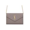 Сумка-кошелек YSL Monogram Gold Logo из стеганой зернистой кожи с тиснением и цепочкой, женская модель 377828-BOW0J-1202