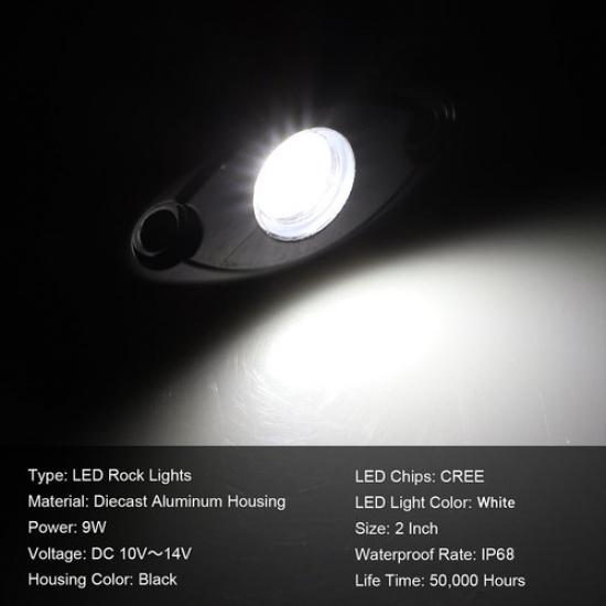 8 Белых Светодиодных Огней Под Кузов Trail Rock Glow Лампа для Внедорожника SUV Пикапа