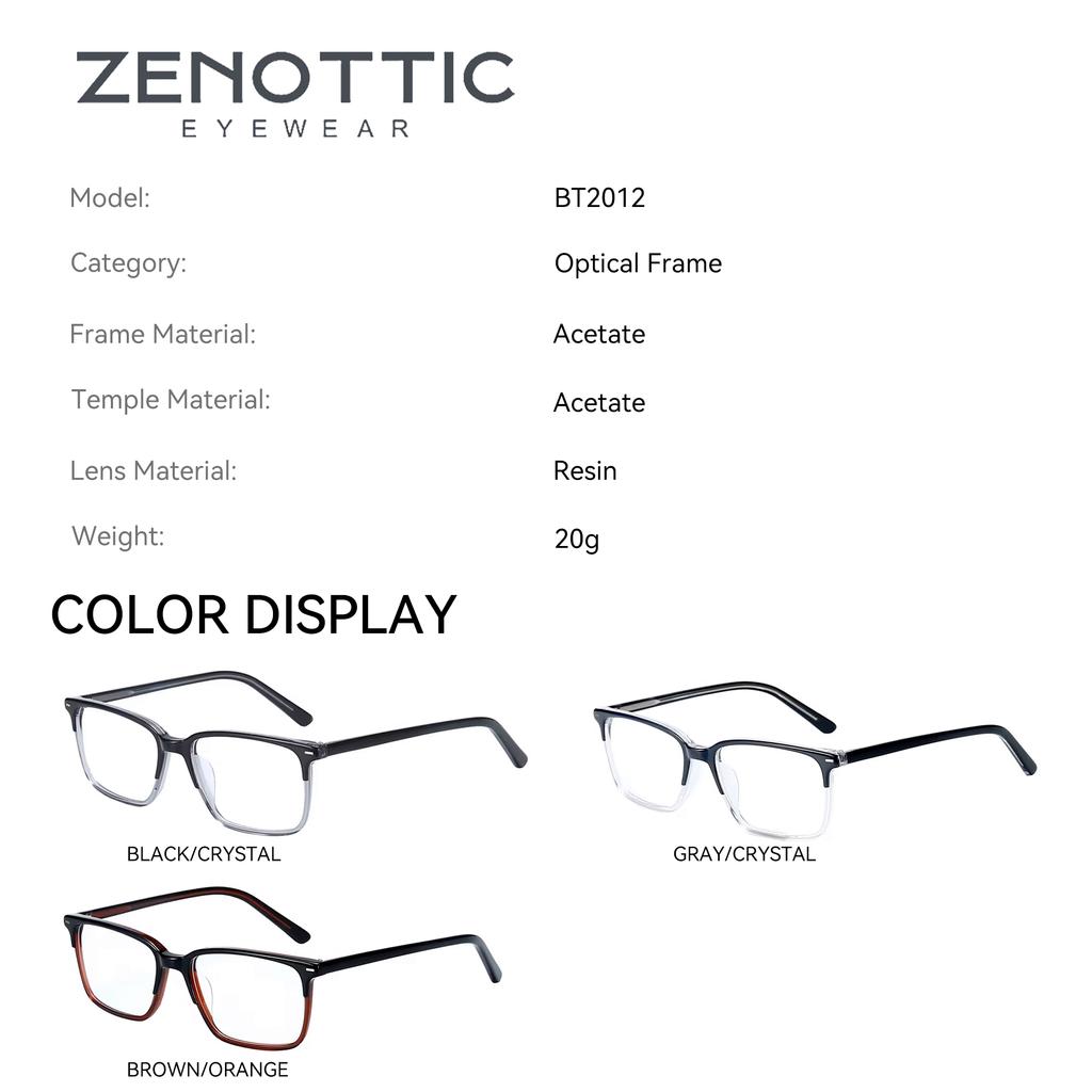 ZENOTTIC Fashion Rectangle Prescription Eyeglasses Acetate Progressive Optical Glasses for Men Anti-Blu-ray Myopia Eyewear