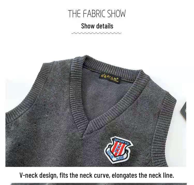 Вязаный жилет-свитер для корейских детей на осень 2025 года - стиль колледжа для девочек и мальчиков