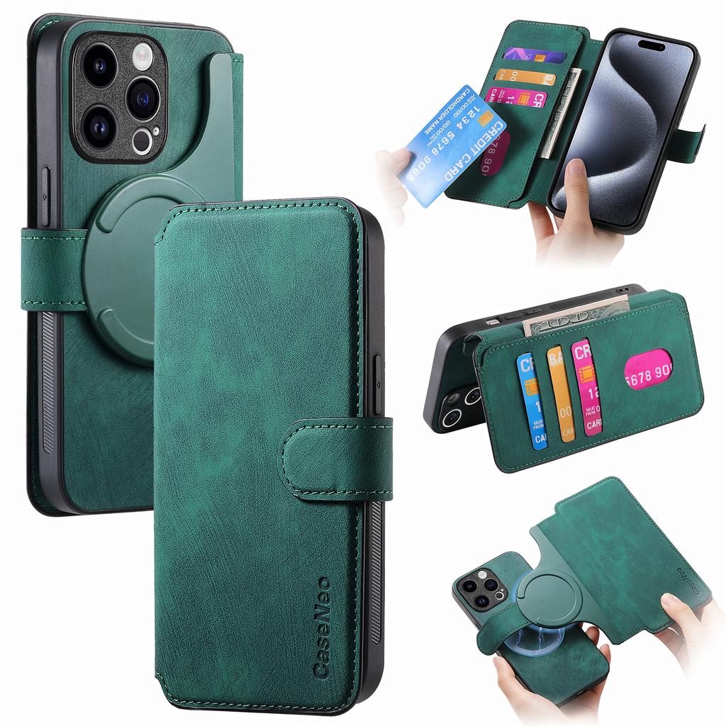 CASENEO MW-03 For iPhone 14 Pro Max Case with Detachable Wallet Leather+TPU Phone Cover