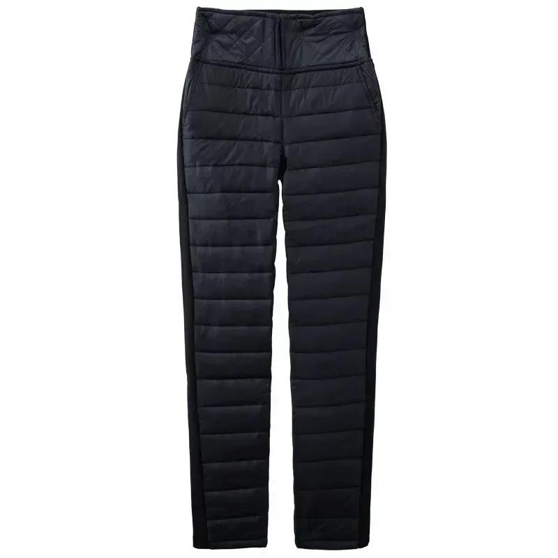 Повседневные утепленные женские брюки с высокой талией, модные облегающие брюки-карандаш, уличная одежда, зимние черные ветрозащитные брюки 29643