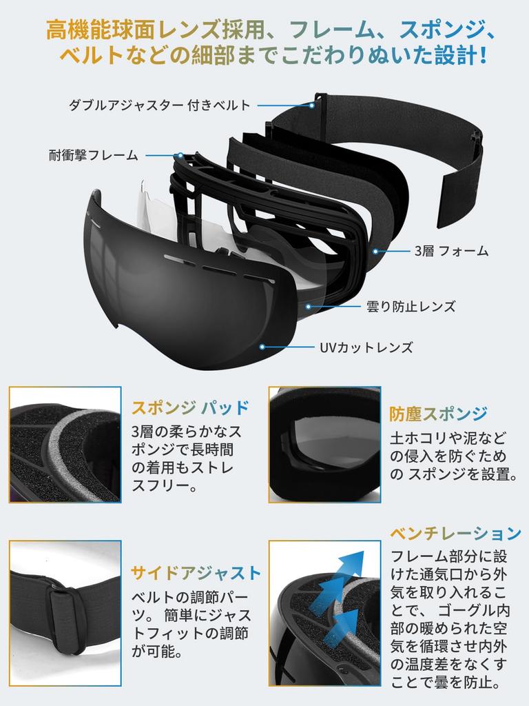 Gagaciso Лыжная маска Двойная сферическая Полная защита от УФ-лучей Легкая и для и Мотоциклетного использования Маска VLT, Сверхширокий обзор 240°, Линзы, Антизапотевание,