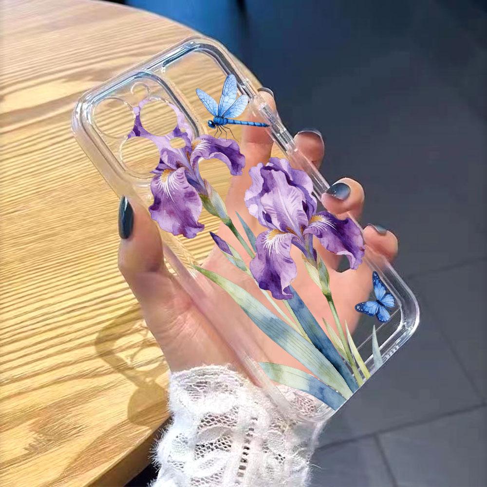 Purple Irises Blue Dragonfly Butterfly soft TPU Phone Case for Xiaomi Redmi Note 15 14 13 12 11 10 9 Pro Plus 4G 5G Soft Cover