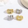 18k Gold-Plated Unisex Double Layer Open Ring with Hip-Hop Line Pattern
