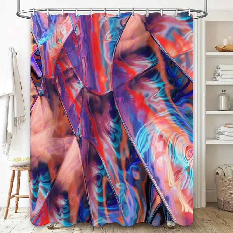 Abstract Geometric Shower Curtain with Vibrant Colors for Bathroom Decor Modern Design Home Accessories