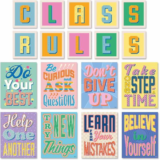 Set of 8 Growth Mindset Posters & WELCOME Letters for Teachers & Students - Bedroom, Office & Classroom Decor to pire Young Minds - Laminated Growth