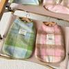 Grid Pattern Pet Dog Clothes Winter Plaid Hooded Woolen Cat Coat Warm Dog Jackets Thick Teddy Fashion Puppy Clothes Vest