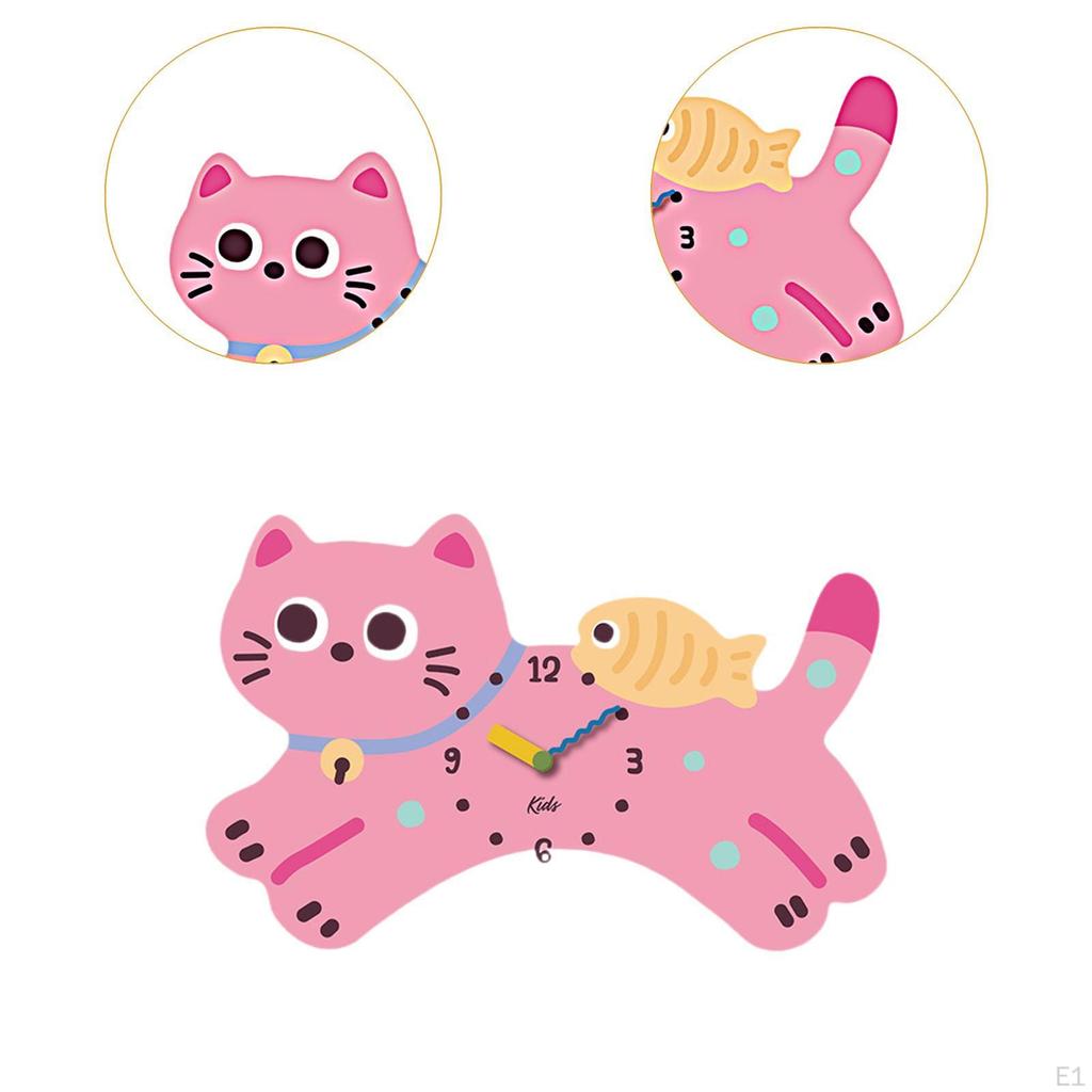 Украшение стены с изображением кошки Декоративные часы для детской комнаты