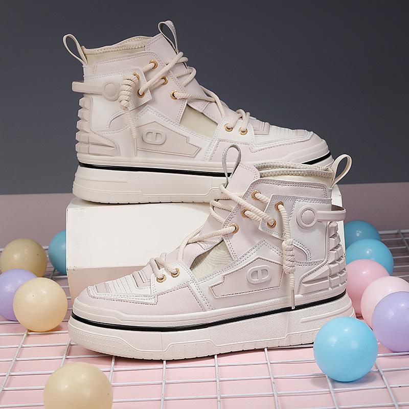 Европейская станция ins ветровой тренд мужская обувь цвет подбор толстая подошва усиление помощь мода доска обувь повседневная спортивная обувь инструменты ботинки