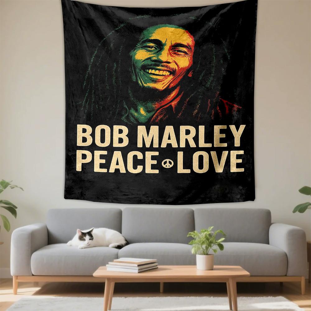 Tapestry Bob Marley Reggae Legend Peace Love Rasta Colors Smile Poster Wall Hanging for Roots Music Lover Bedroom Decor
