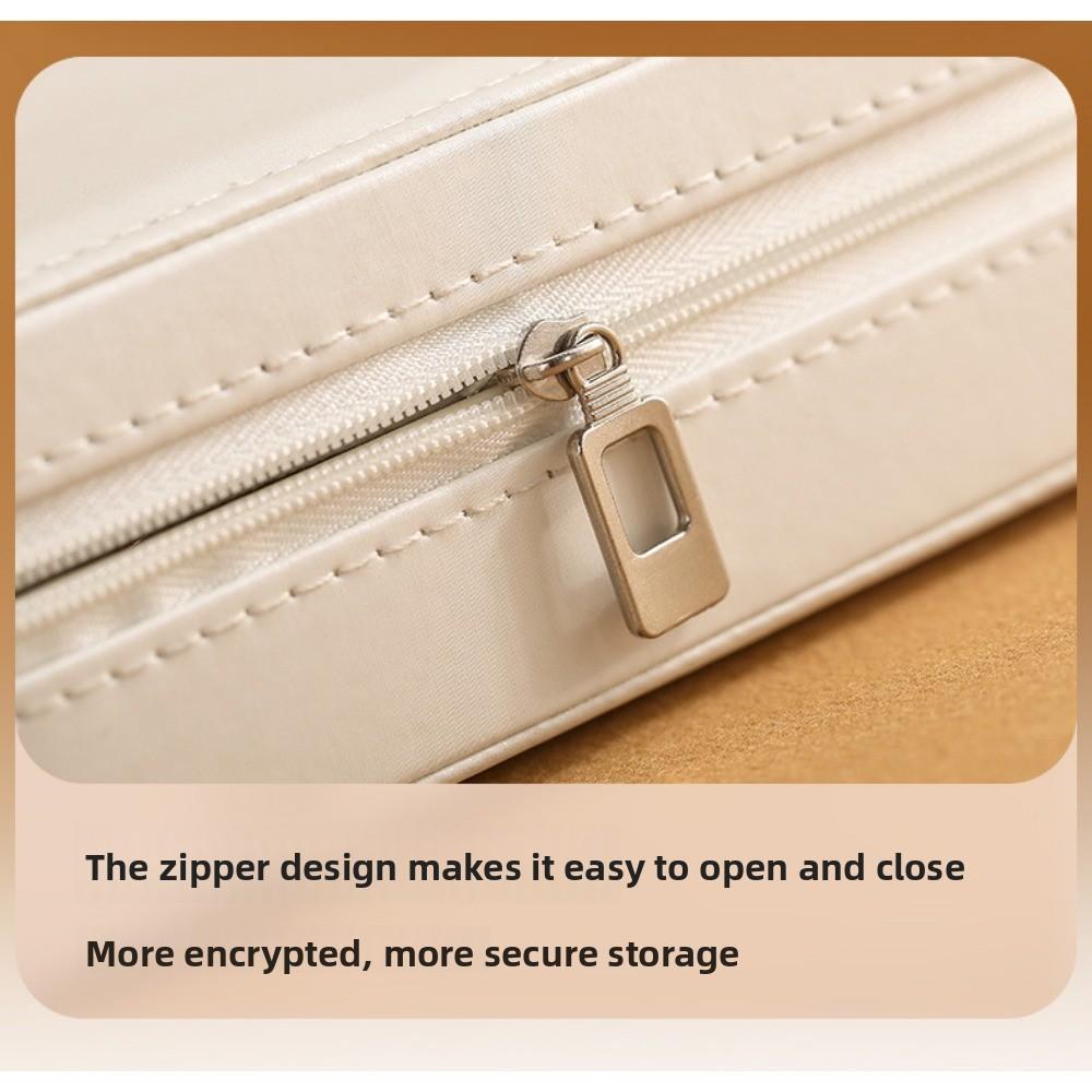 Кожаный органайзер для серег-пуссет на молнии, шкатулка для хранения ювелирных изделий с перегородкой, для серег, колец, большой вместимости, переносная шкатулка для ювелирных изделий