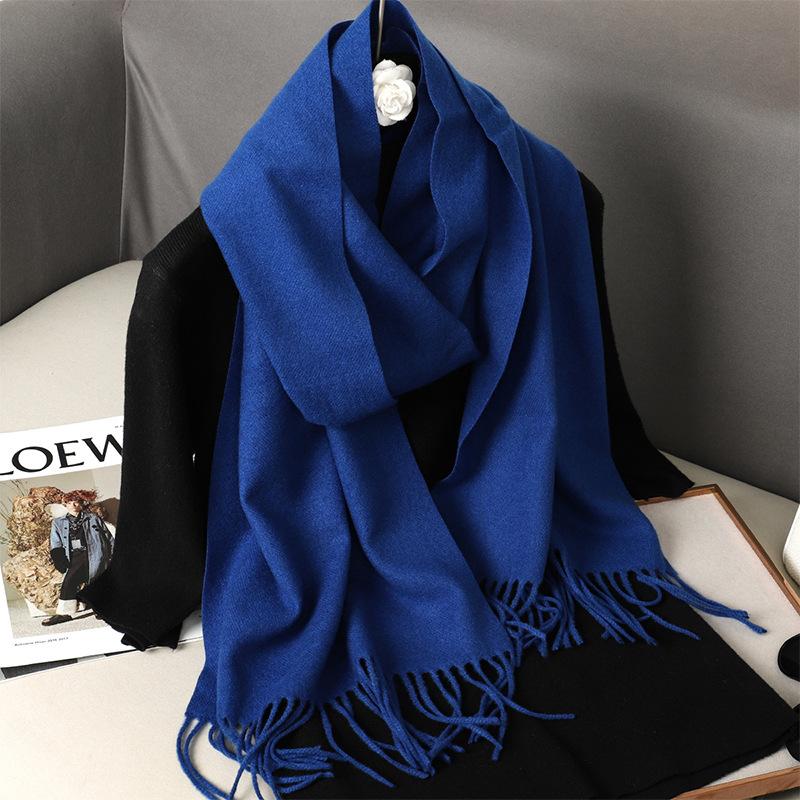 62Color Solid Women Winter Scarf Теплый Утолщенный Кашемировый Шаль Уличная Мода Роскошные Кисточки Пашмина Дамская Накидка Ветрозащитные Шарфы