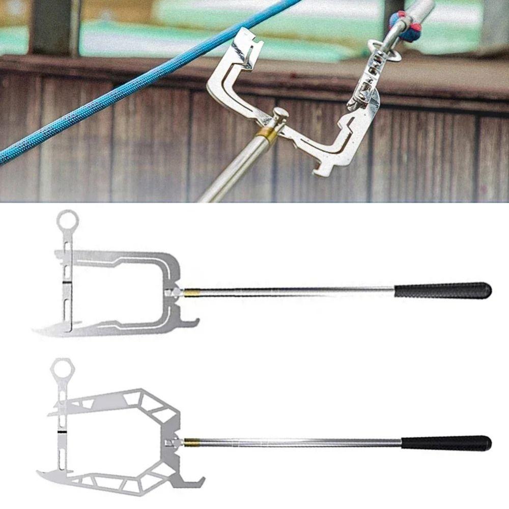 Telescopic Rod Dock Hook Stainless Steel Long Distance Threader Telescoping Boat Hook  Stop Ship