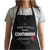 Tablier De Cuisine - Couturière D'amour - Noir - Coton Résistant - Impression Bretonne