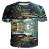 New World Happy Garden T-shirt Allover Print Street Fashion Elements Round Neck Fashion Short Sleeve Pullover Plus Size Top