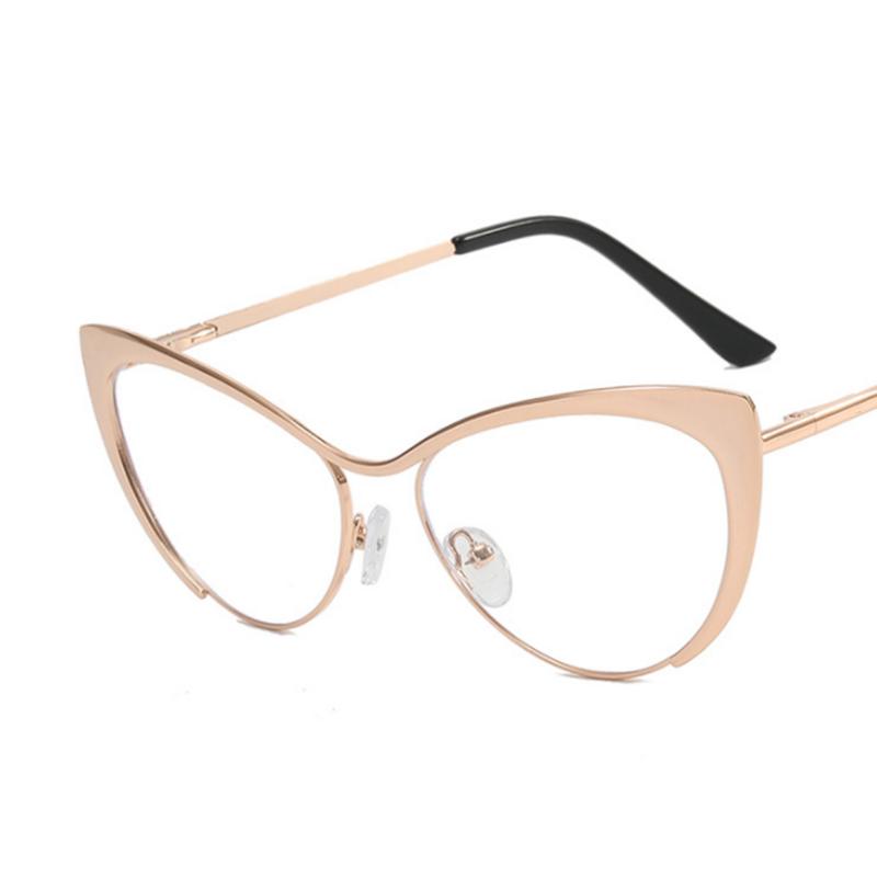 Triangular Cat Eye Clear Lens Glasses Myopia Nerd Spectacles Degree -0.5 -1.0 -2.0 To -6.0 Metal Frame Hyperopia +0.5 To +6.0