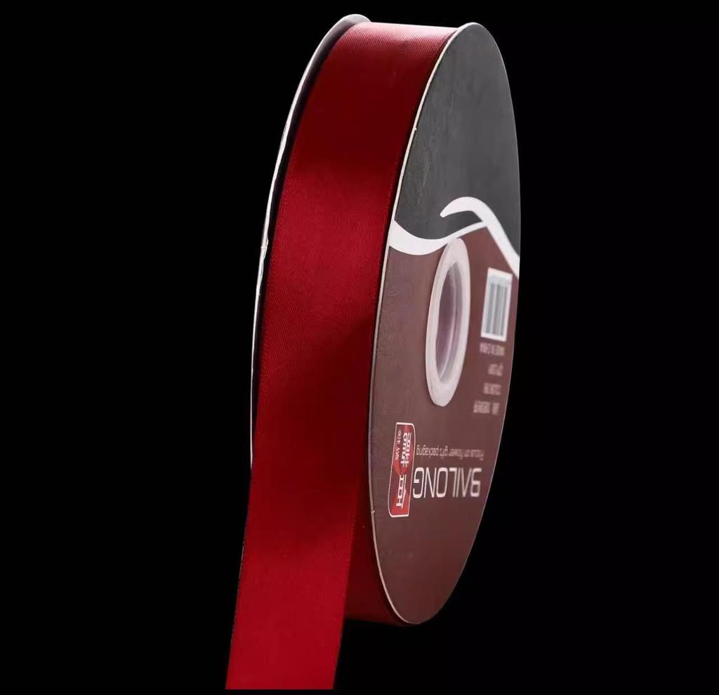 2,5 см Высококачественная однотонная красная шелковая лента для подарков, букетов и упаковки коробок для тортов