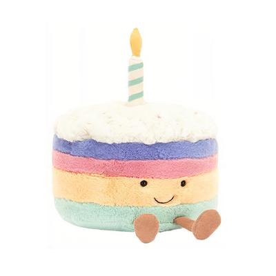 Jellycat Серия 'Веселая еда' Радужный Торт на День Рождения Успокаивающая Кукла Плюшевая Кукла Высотой 22 см