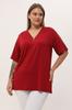 Женская блузка большого размера Бордовый воротник на молнии Блузка больших размеров