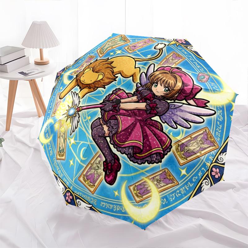1 шт. Автоматический складной зонт с рисунком Cardcaptor Sakura, 8 спиц, портативный, складной, для путешествий, Рождественский, День рождения, Подарок