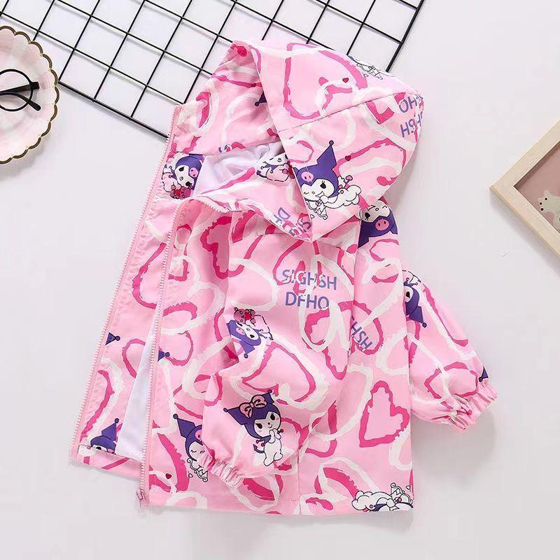 Девичья ветровка с хлопковой подкладкой Kuromi - Детский спортивный топ на осень/зиму 2025