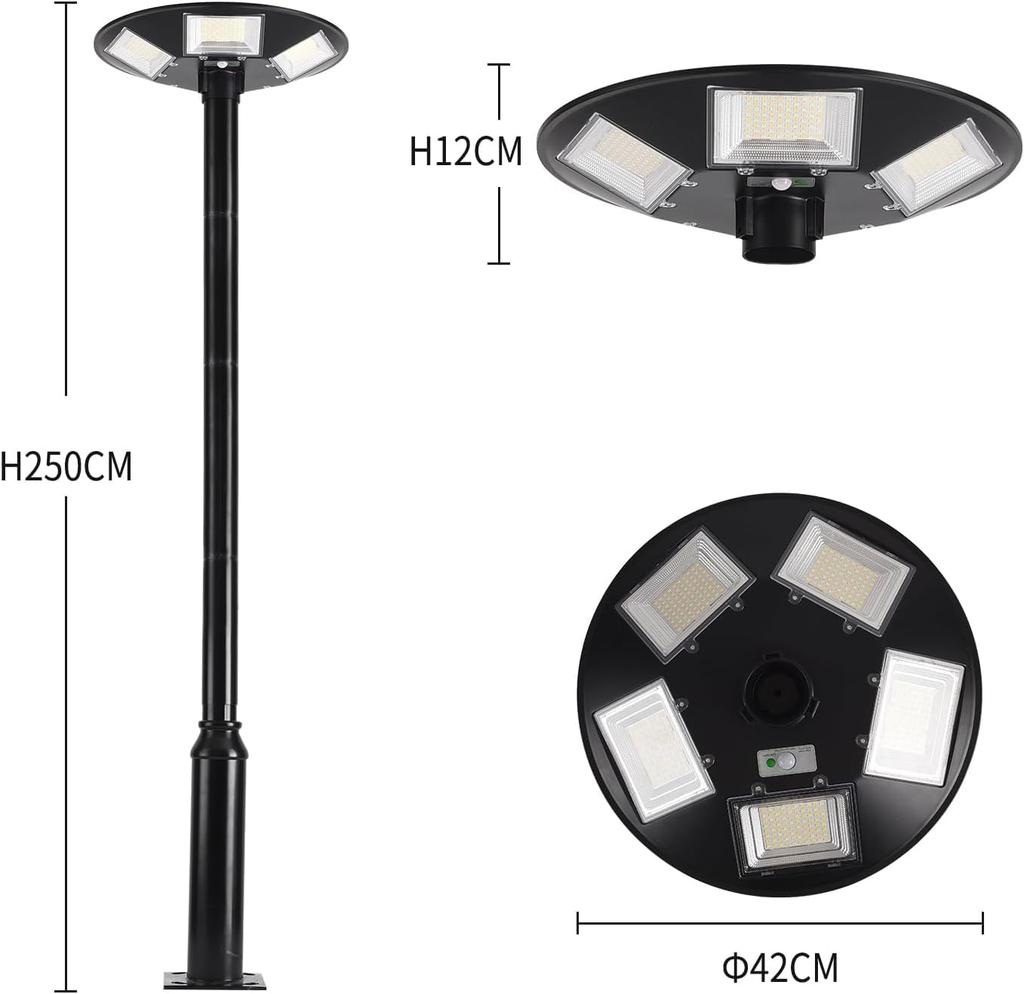 MGHASR Solar Street Light, Sensor Light, Outdoor, Solarite, Motion Sensor, Includes 2.5m Metal Light Pole, 15000mAh High Capacity, Outdoor,