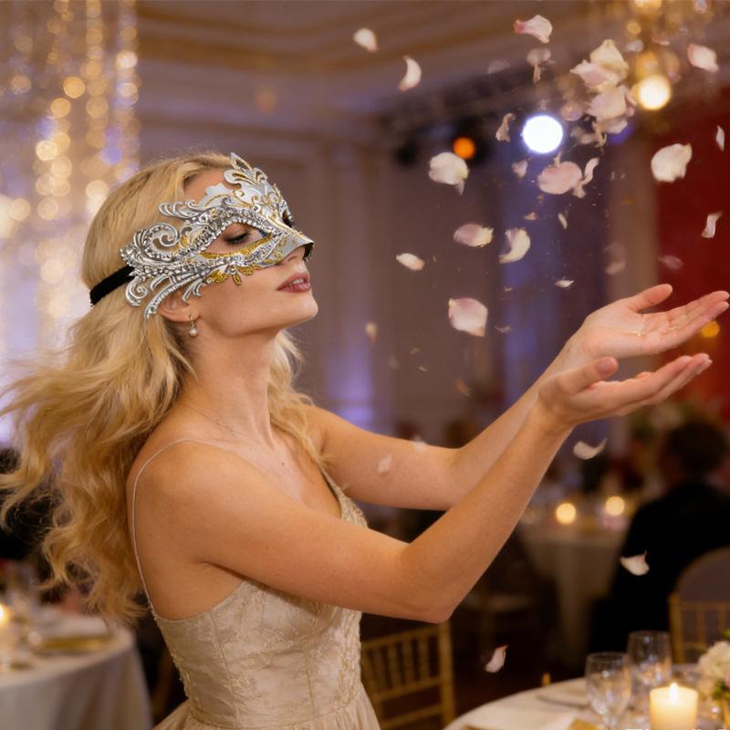 Diamond-encrusted half-face mask, Halloween costume prop for masquerade balls TK High-end Halloween mask for the face