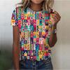 Summer Round Neck 3D Vintage Printed Top Fashionable Casual Short Sleeved Women's T-shirts