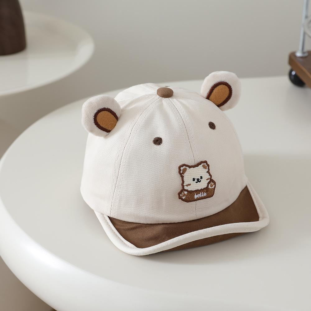 Детская 3D бейсболка с ушками животных Медведь Кошка Мягкий козырек Солнцезащитная кепка Милая кепка-утка для малышей Для игр на свежем воздухе