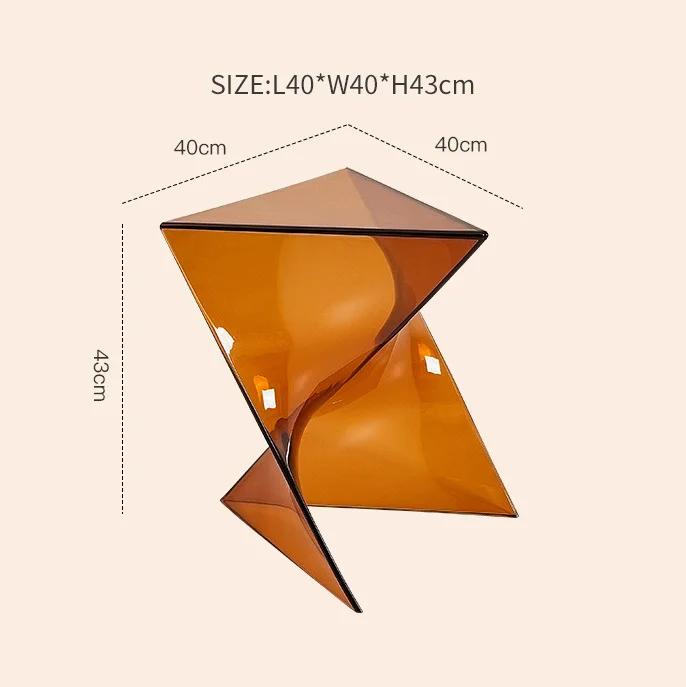 Приставной столик для дивана Прозрачный геометрический журнальный столик Маленький бытовой минималистский прикроватный столик в форме молнии Акрил