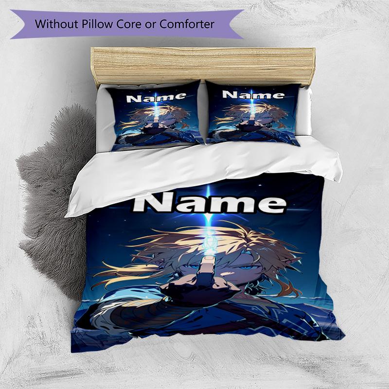 3pcs Duvet Cover Set (1*Duvet Cover + 2*Pillowcase, Without Core), Custom Name Video games Pattern Bedding Set, Home Bedroom Decor Gift
