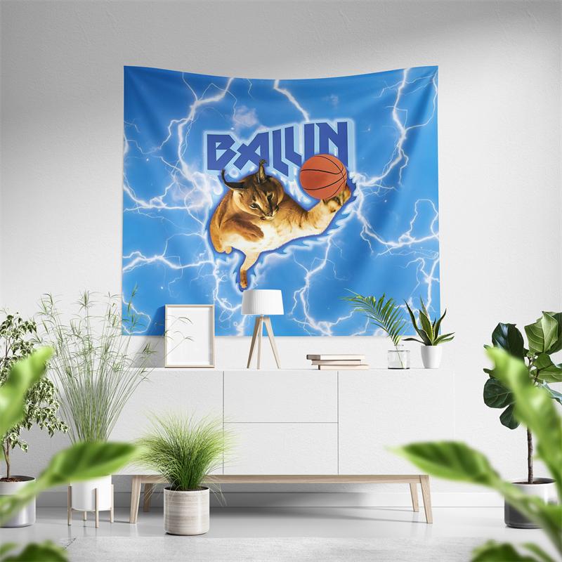 Aertemisi Big Floppa Balling Tapestry Wall Hanging Art for Bedroom Living Room Decor Party Backdrop