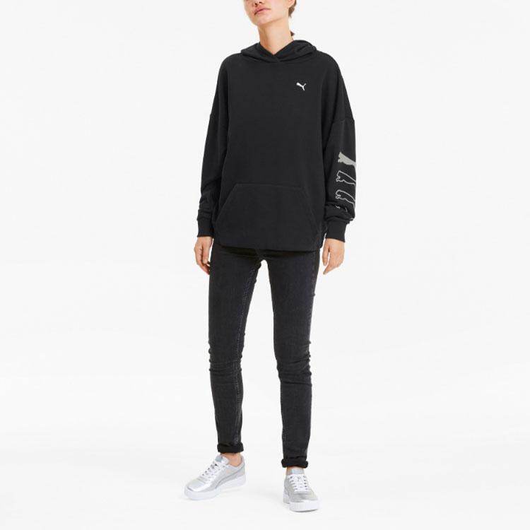 Puma Спортивная толстовка с капюшоном с принтом логотипа Rebel, женская толстовка, черная 582821-01
