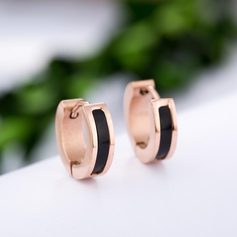 Rose Gold Geometric Titanium Steel Earrings for Women - Stylish, Simple Designs