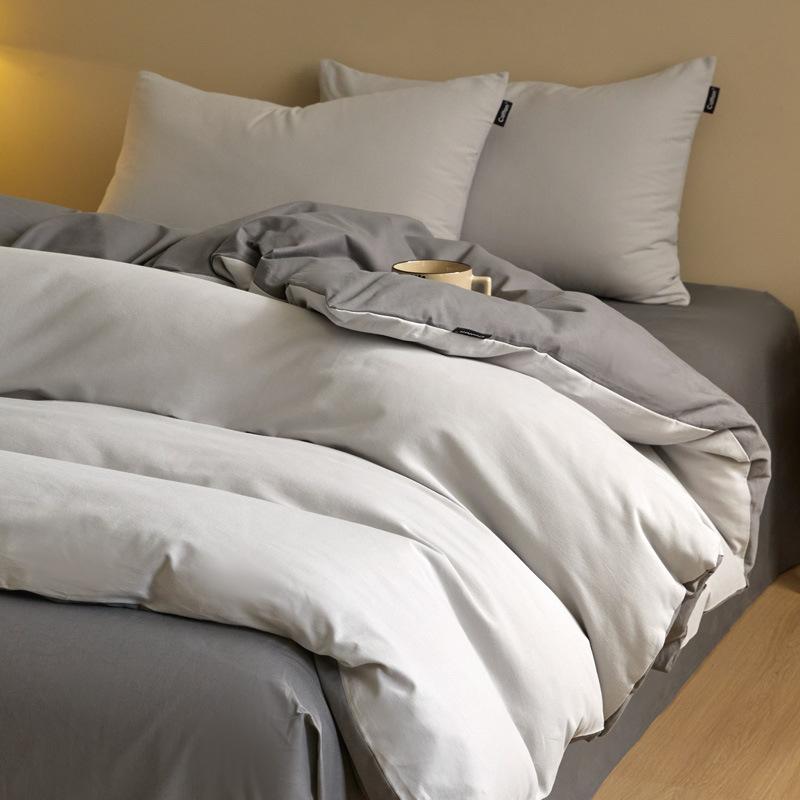High-end thickened pure cotton brushed bedding four-piece set with pure cotton new autumn/winter duvet covers, fitted sheets, and bedding