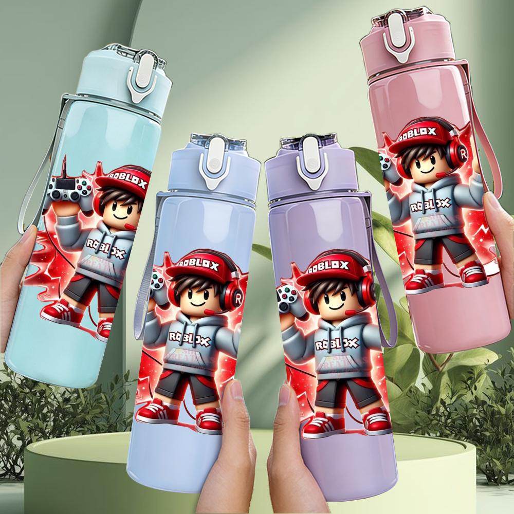 1PC Cartoon Firefighter Hero 750ml Color Plastic Sports Water Bottle Leakproof Flip Straw Lid Suitable for Sports Office Home Use