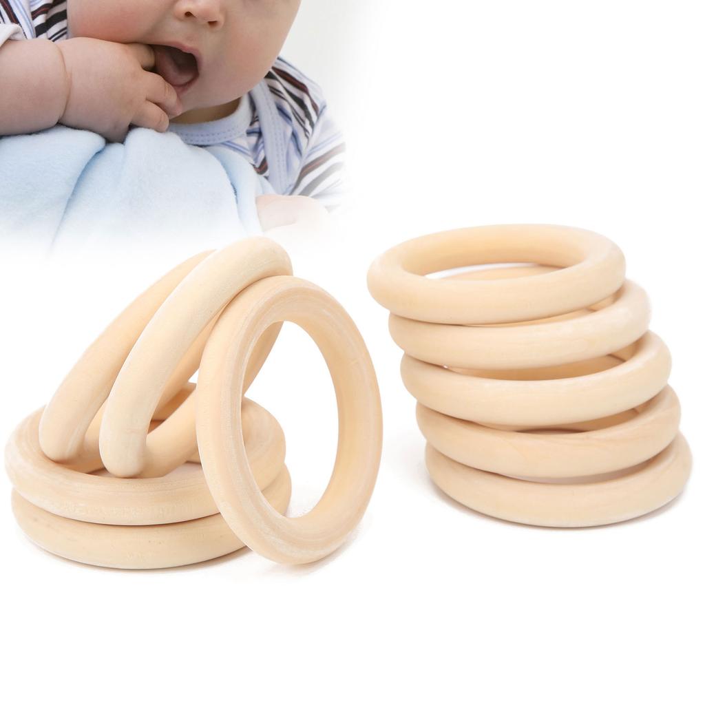 20Pcs Wood Baby Natural Teething Rings DIY Jewelry Circle Pendant Craft Making Accessory65mm