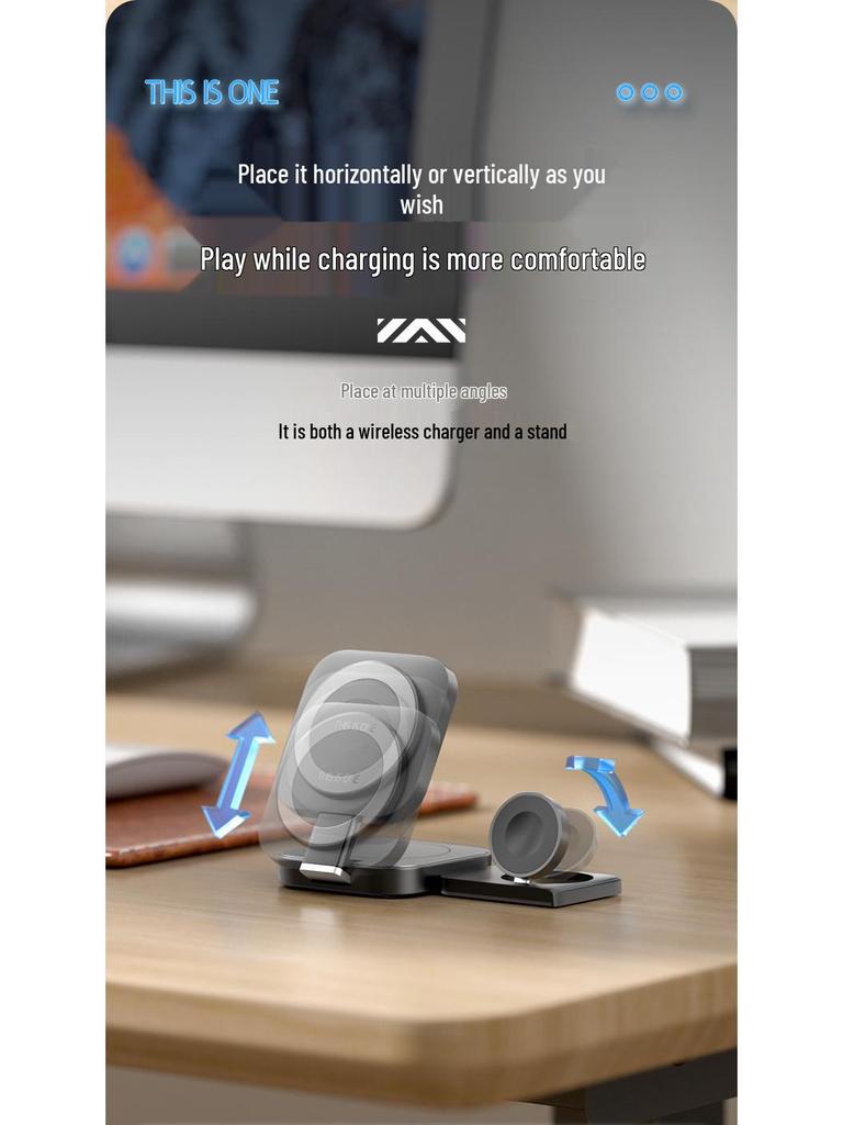 Магнитное беспроводное зарядное устройство 3-в-1 для устройств Apple