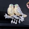 WWJ Elegant Cubic Zirconia Lucky Cute Bird Wire Brooches Pin for Women