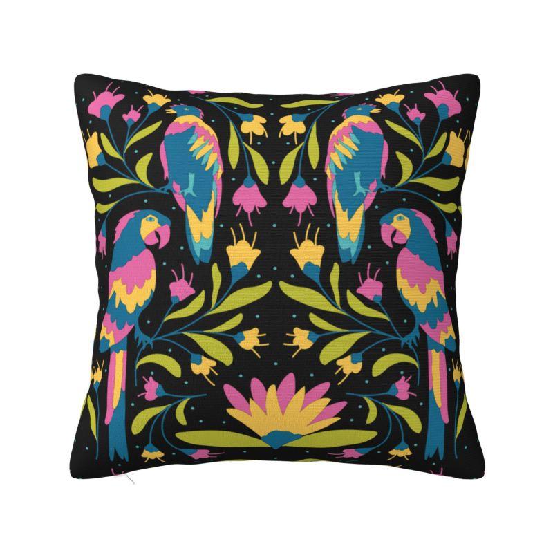 Mexican Otomi Floral Composition Art Modern Throw Pillow Cover Living Room Decoration Folk Flowers Pattern Chair Cushion