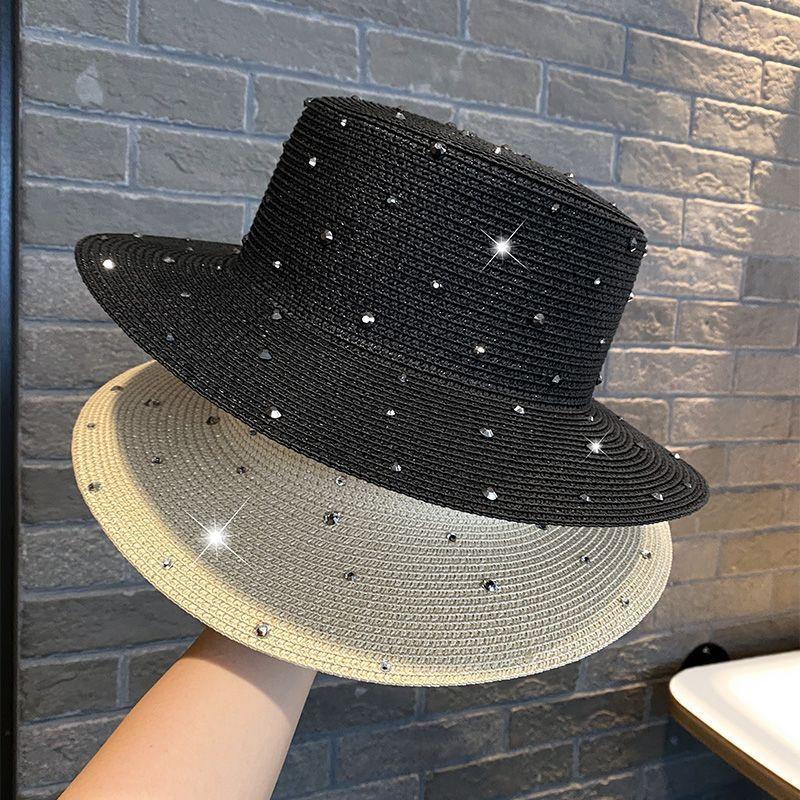 Summer skin-friendly and breathable versatile sun hat, new handmade diamond fashion fisherman hat outdoor outing hat