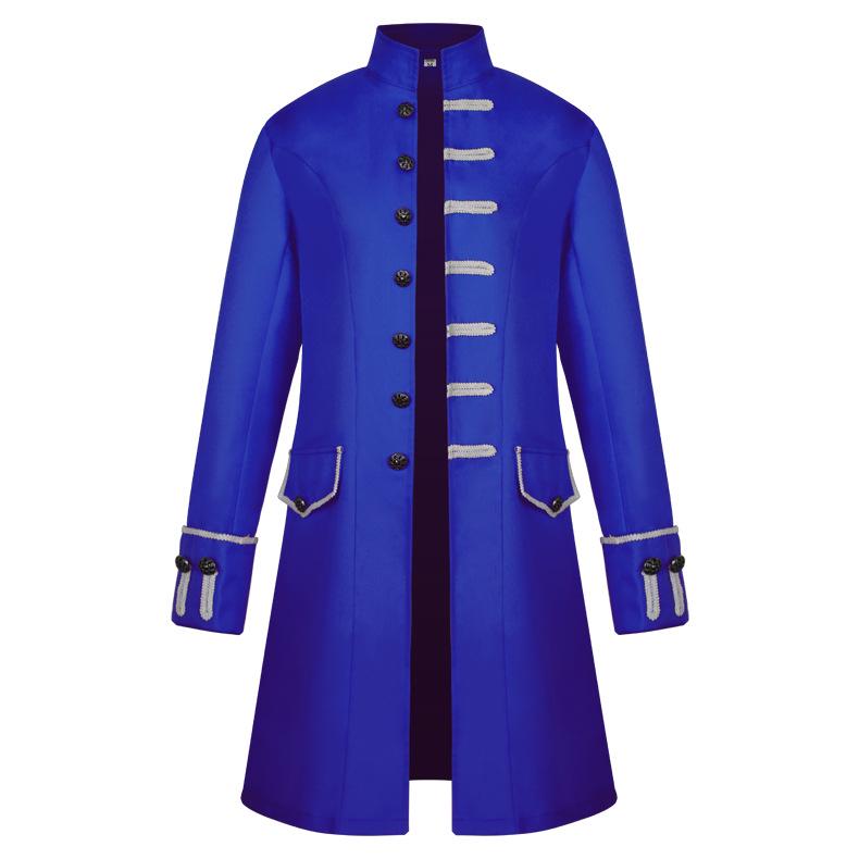 Men Button Fashion Steampunk Vintage Tailcoat Jacket Gothic Frock Uniform Coat