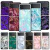 Чехол для телефона с мраморным узором для Samsung Galaxy Z Flip 3 4 5 черный складной мобильный чехол жесткий ПК Fundas Coque защитная крышка